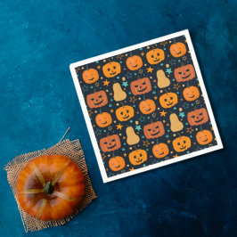 Niedlich Orange Kürbislaterne Pumpkin Halloween Serviette