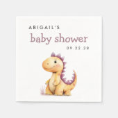 Niedlich Orange Lila Dinosaur Babydusche Napkin Serviette (Vorderseite)