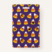 Niedlich Orange Lila Halloween Emoji Candy Corn Ausweis (Rückseite)
