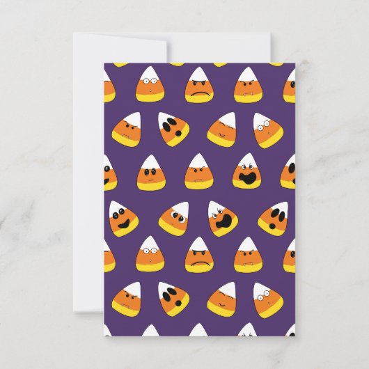 Niedlich Orange Lila Halloween Emoji Candy Corn Dankeskarte (Rückseite)