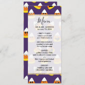 Niedlich Orange Lila Halloween Emoji Candy Corn Menükarte (Vorne/Hinten)