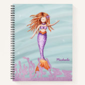 Niedlich Orange Lila Mermaid Illustration Notizblock (Vorderseite)