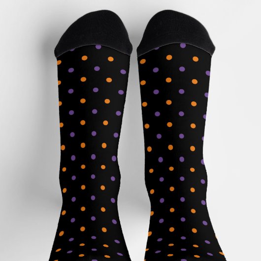 Niedlich-orange-lila Polka-Punkte Halloween Socken (Oben)