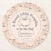 Niedlich Orange Little Pumpkin Fall Baby Dusche Runder Pappuntersetzer (Vorderseite)