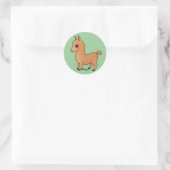 Niedlich Orange Llama Runder Aufkleber (Tasche)