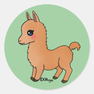 Niedlich Orange Llama Runder Aufkleber