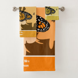 Niedlich Orange Mr. & Mrs. Monarch Butterfly Pair Badhandtuch Set
