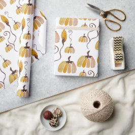 Niedlich Orange Pastel Watercolor Pumpkin Geschenkpapier