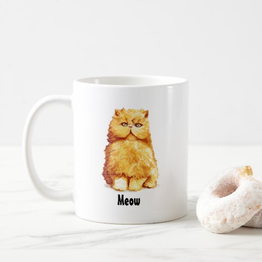 Niedlich Orange Persian Cat Custom Meow Kaffeetasse (Mit Donut)