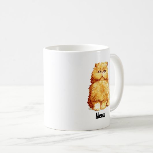Niedlich Orange Persian Cat Custom Meow Kaffeetasse (VorderseiteRechts)
