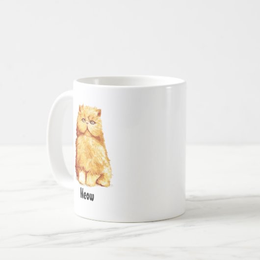 Niedlich Orange Persian Cat Custom Meow Kaffeetasse (Vorderseite Links)