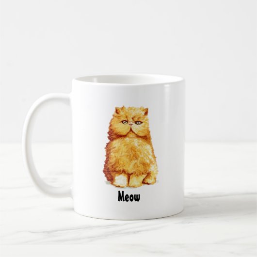 Niedlich Orange Persian Cat Custom Meow Kaffeetasse (Links)