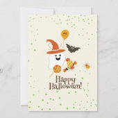 Niedlich Orange Pumpkin Bat Ghost Kids Halloween-P Einladung (Rückseite)