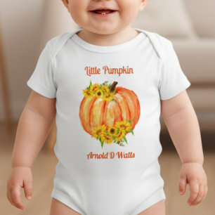 Niedlich Orange Pumpkin Floral White Baby Strampler