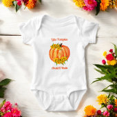 Niedlich Orange Pumpkin Floral White Baby Strampler