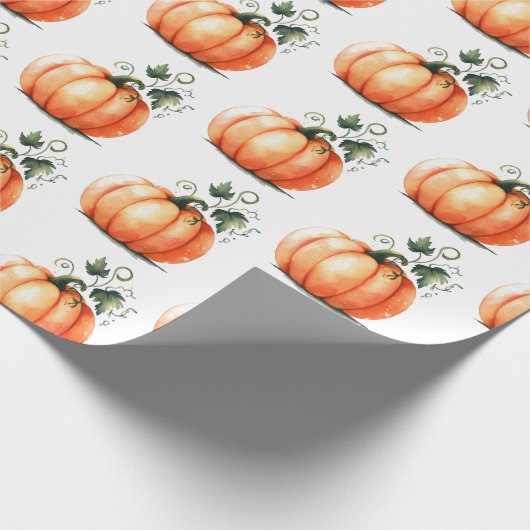 Niedlich Orange Pumpkin Geschenkwrap Geschenkpapier (Ecke)