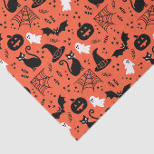 Niedlich Orange Pumpkin Ghost Halloween-Muster Seidenpapier (Ausschnitt)