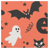 Niedlich Orange Pumpkin Ghost Halloween-Muster Stoff (Nahaufnahme)