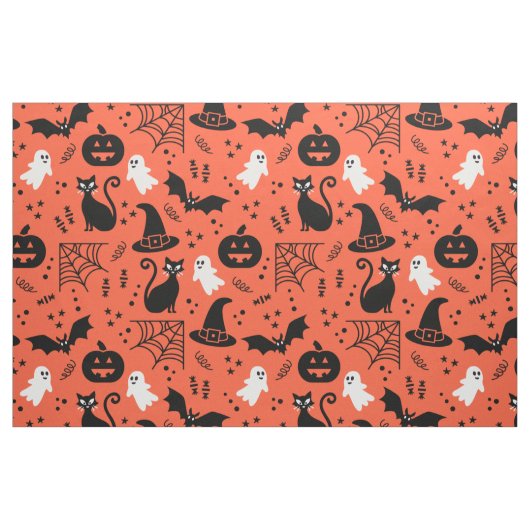 Niedlich Orange Pumpkin Ghost Halloween-Muster Stoff (Fat Quarter (45,7 x 55,9 cm))