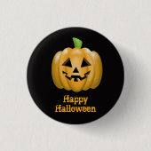 Niedlich Orange Pumpkin Halloween Graphic Button (Vorderseite)