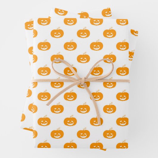 Niedlich Orange Pumpkin Halloween Pattern Geschenkpapier Set (Beispiel)
