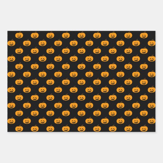 Niedlich Orange Pumpkin Halloween Pattern Geschenkpapier Set (Vorderseite 3)