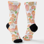 Niedlich Orange Pumpkin Herbstmuster Socken (Gewinkelt)