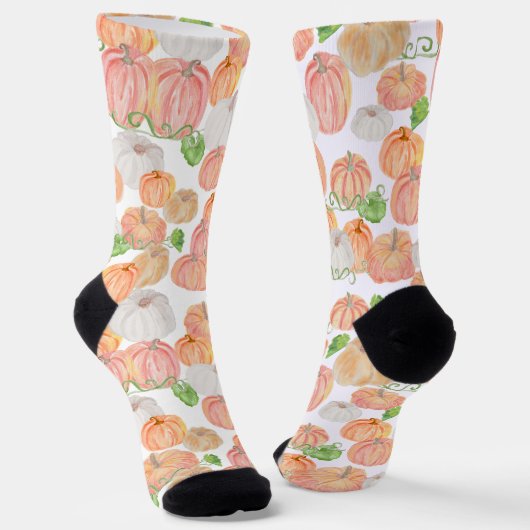 Niedlich Orange Pumpkin Herbstmuster Socken (Gewinkelt)