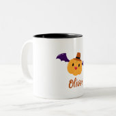 Niedlich Orange Pumpkin Individuelle Name Hallowee Zweifarbige Tasse (Vorderseite Links)