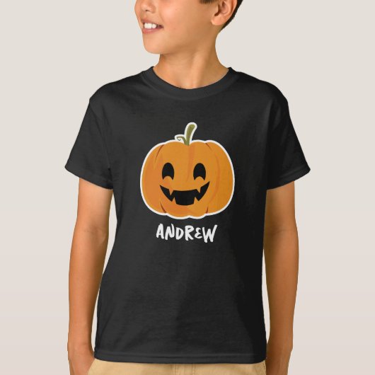 Niedlich Orange Pumpkin Individuelle Name Kinder T T-Shirt (Vorderseite)