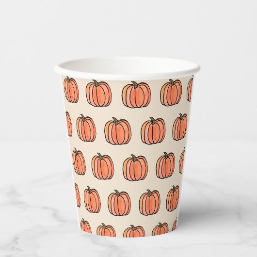 Niedlich Orange Pumpkin Pattern Pappbecher (Vorderseite)
