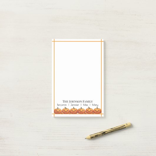 Niedlich Orange Pumpkins Fall Post-it Klebezettel (Auf Schreibtisch)