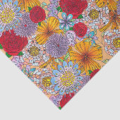 Niedlich Orange Red Lila Garden Doodle Blume Seidenpapier (Ausschnitt)