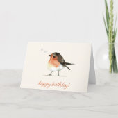 Niedlich Orange Robin - Einfach elegant Geburtstag Karte (Vorderseite)