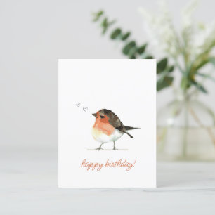 Niedlich Orange Robin - Einfach elegant Geburtstag Postkarte