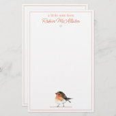 Niedlich Orange Robin - Einfaches Elegant Briefpapier (Vorne/Hinten)