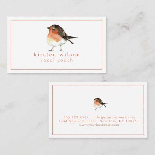 Niedlich Orange Robin RedBrust - Custom Visitenkarte (Vorne/Hinten)