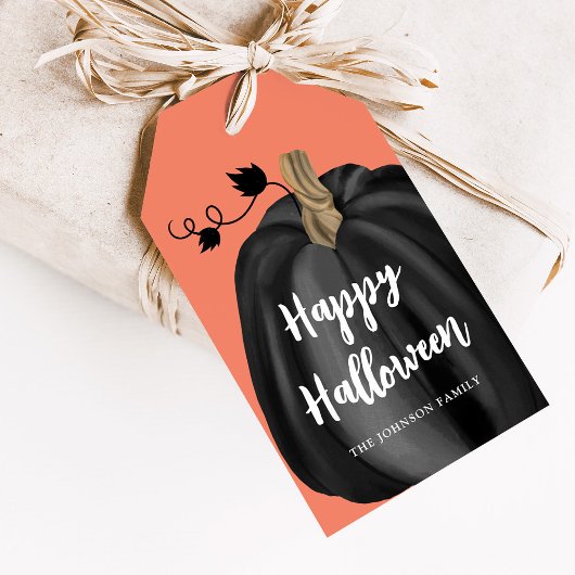 Niedlich Orange Script Pumpkin Halloween Geschenkanhänger
