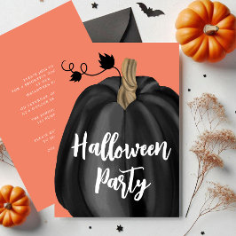 Niedlich Orange Script Pumpkin Halloween-Party Einladung