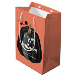 Niedlich Orange Script Pumpkin Happy Halloween Mittlere Geschenktüte