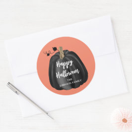 Niedlich Orange Script Pumpkin Happy Halloween Runder Aufkleber