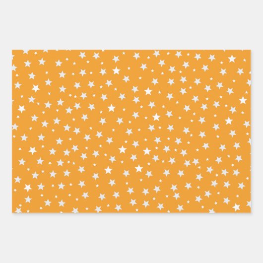 Niedlich Orange Snowman Christmas Tree Star Patter Geschenkpapier Set (Vorderseite 2)