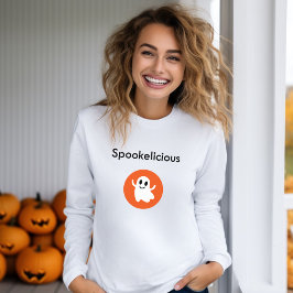 Niedlich Orange Spookelicious Lächeln Halloween Ge T-Shirt