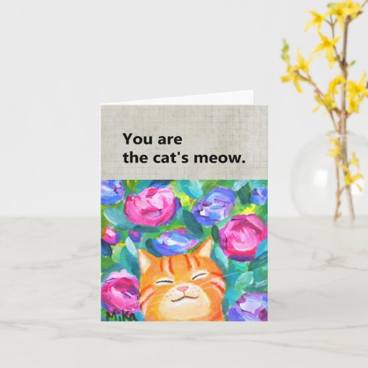 Niedlich Orange Tabby Cat Sie sind Cat's Meow Lieb Karte (Gelbe Blume)