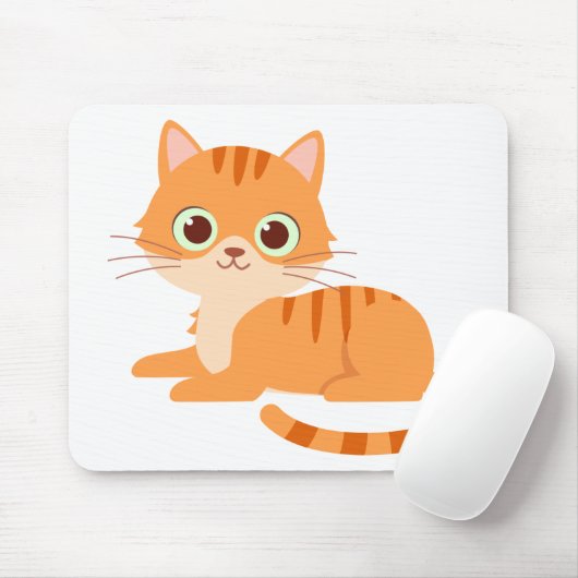 Niedlich Orange Tabby Kitten Cartoon Kitty Cat Mousepad (Mit Mouse)