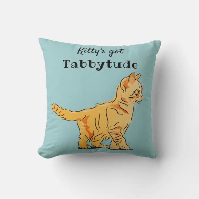 Niedlich Orange Tabby Kitten Graphic Tabbytude Kissen (Vorderseite)