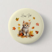 Niedlich Orange Tabby Kitten in Herbstlauben Button (Vorderseite)