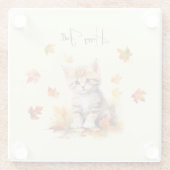 Niedlich Orange Tabby Kitten in Herbstlauben Glasuntersetzer (Rückseite)