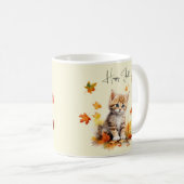 Niedlich Orange Tabby Kitten in Herbstlauben Kaffeetasse (VorderseiteRechts)