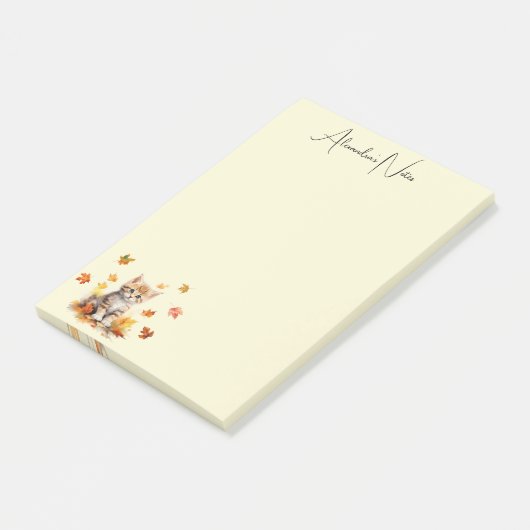 Niedlich Orange Tabby Kitten in Herbstlauben Post-it Klebezettel (angewinkelt)